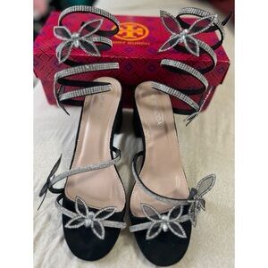 Elegant Black and Silver Women's Sandals